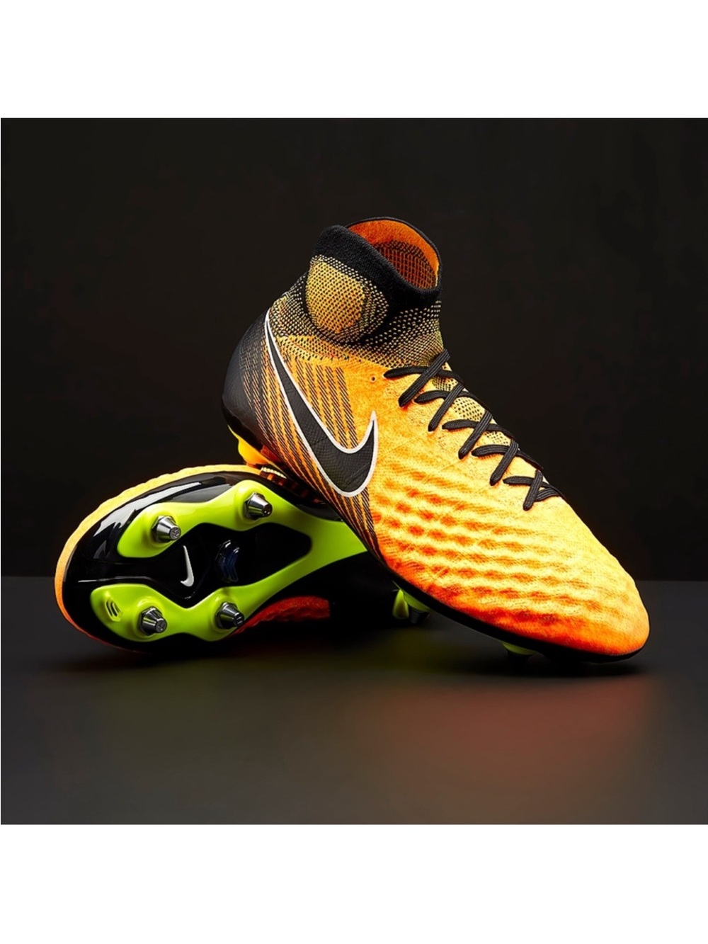 Nike Men's High-Cut Orange and Black Soccer Cleats